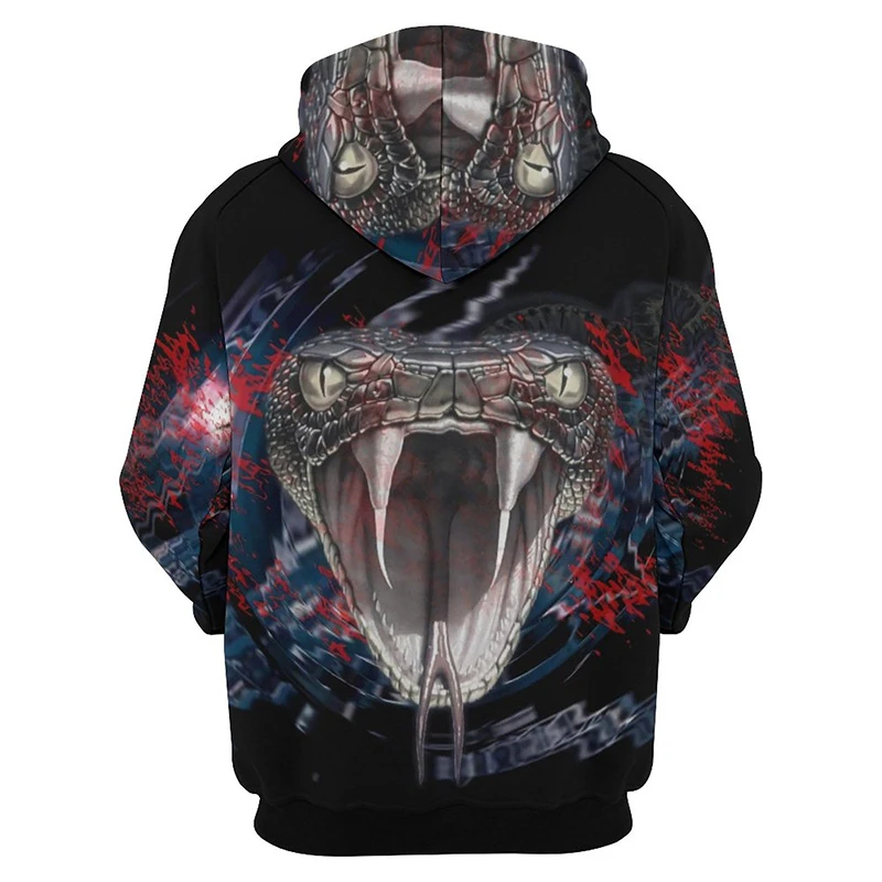 Goth Cobra Horror Animal Snake 3D Printed Hoodies For Men Fashion Graphic Sweatshirts Casual Streetwear Pullovers Tracksuit Tops