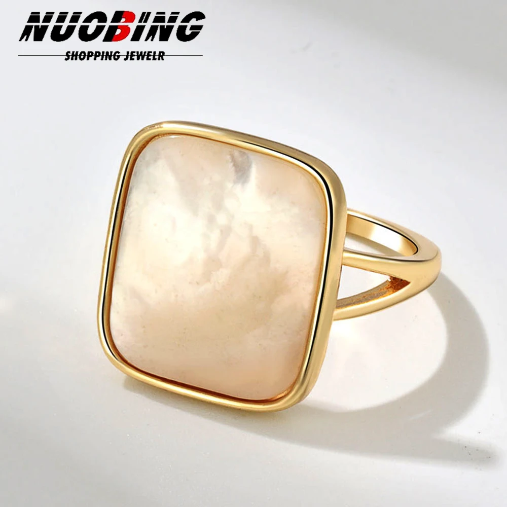 Punk Square Retro Geometric Hollowing Inlay Gem Rings 18K Golden PVD Plated Stainless Steel Summer Popular Charm Jewelry Gift