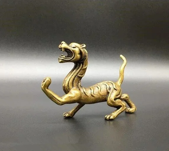 China Brass archaize God beast white tiger small statue