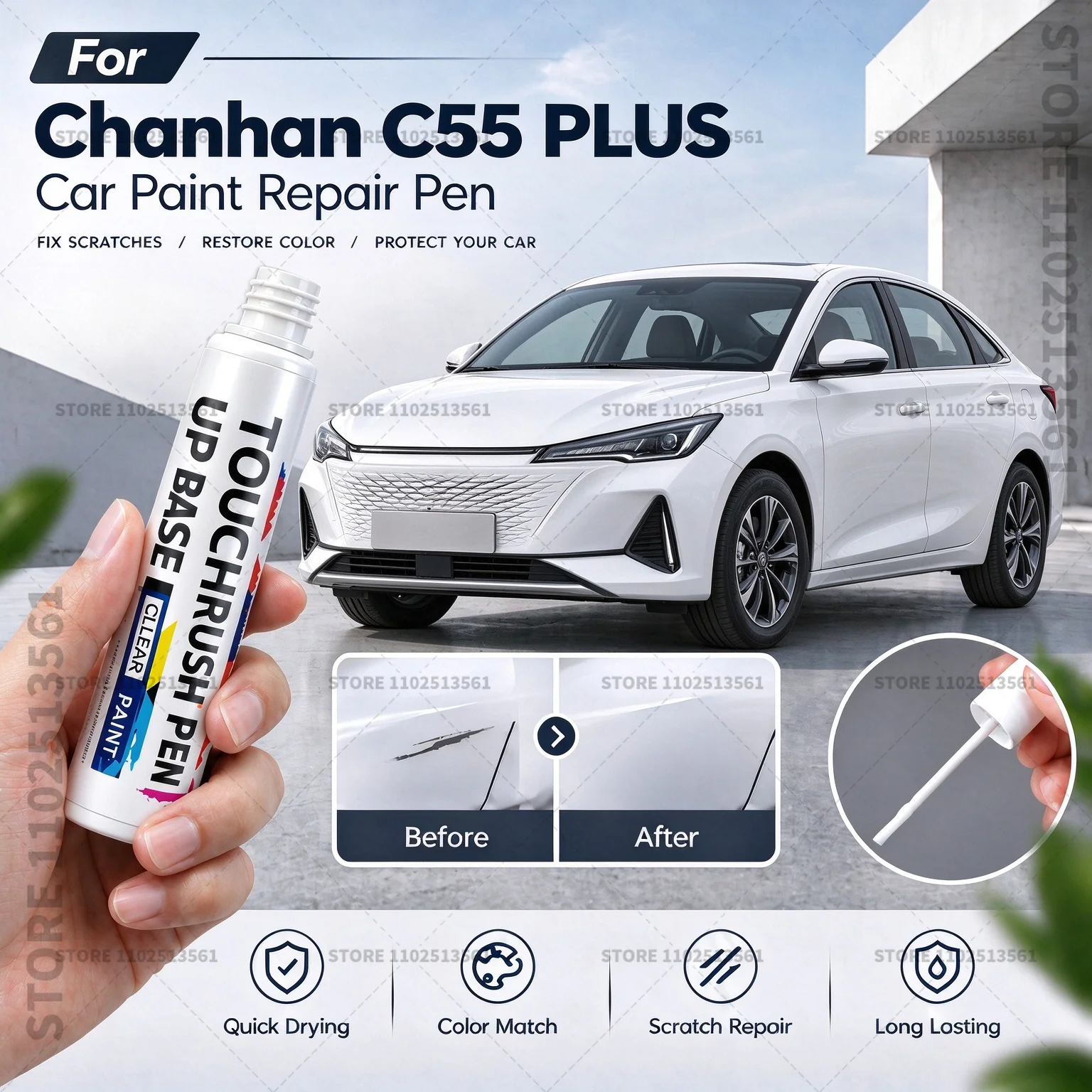 For Changan CS55 Plus Automotive Touch Up Paint Pen Scratch Repair Marker for Car Body Bumper Door Paint Restoration Accessories