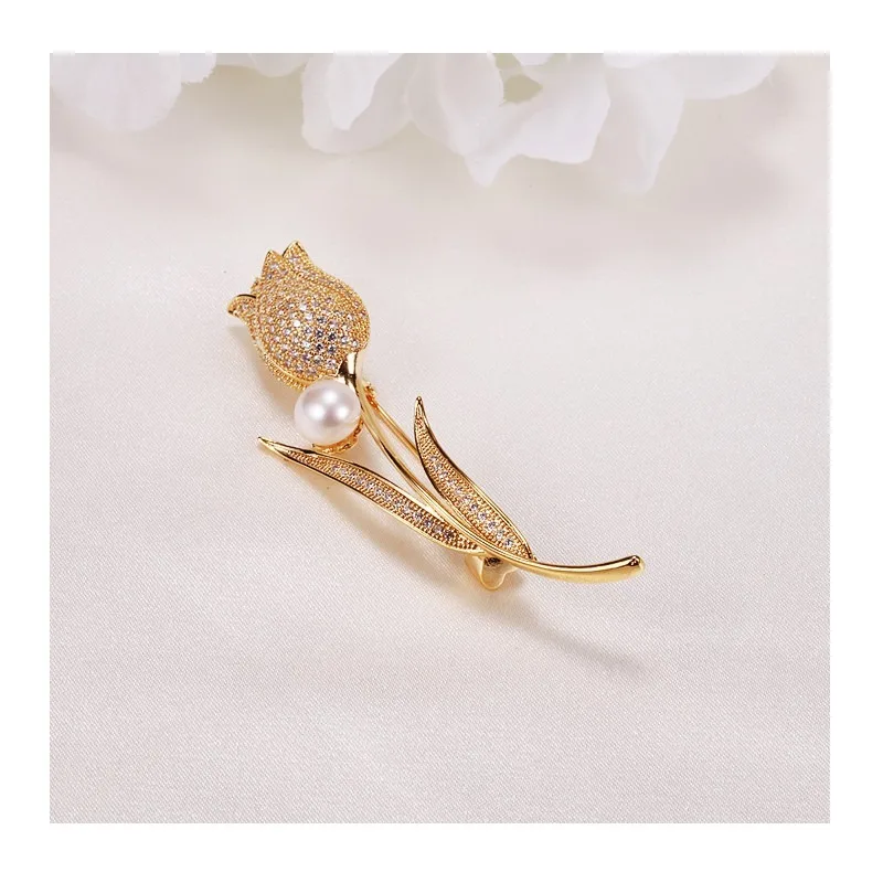 

Corsage Pearl Zircon Brooch One-character Pin Baroque Jewelry Freshwater Pearl Brooch