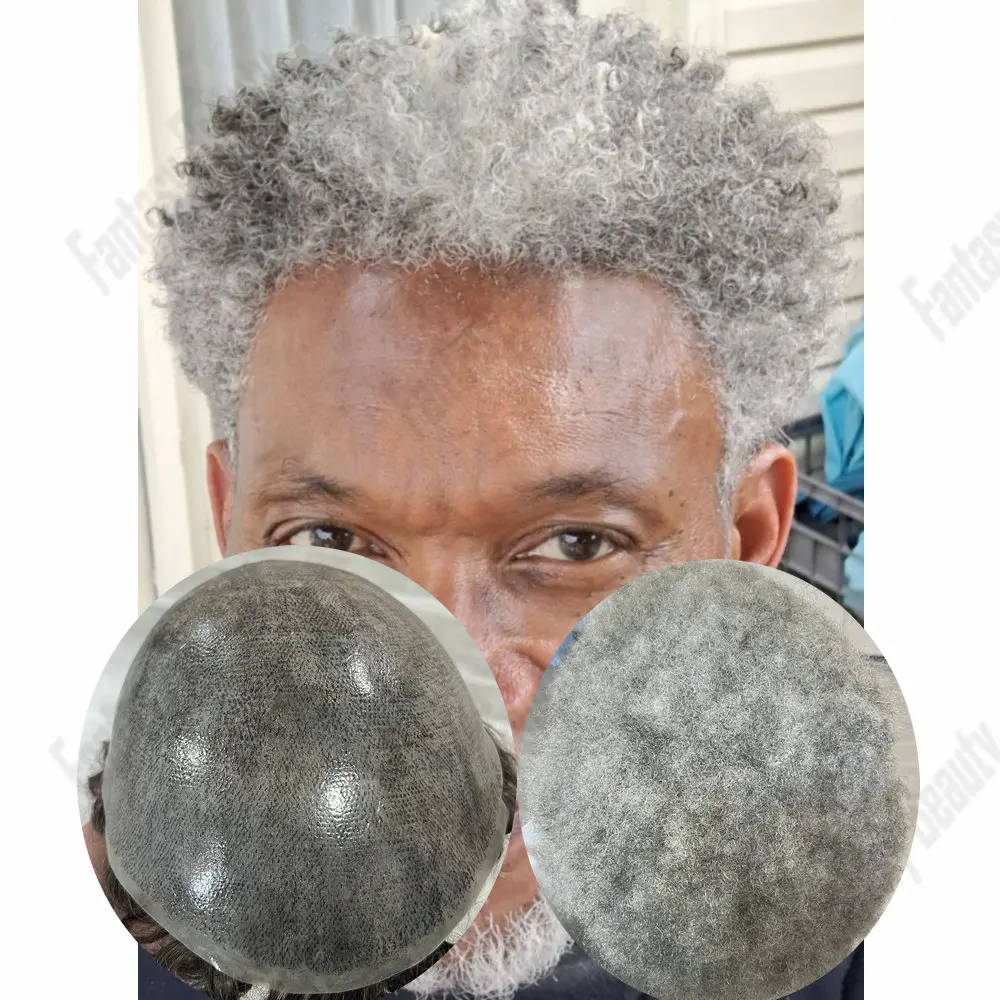 

Мужской парик-накладка 6 мм, афро-кудри, цвет 1b80 (черно-коричневый), из натуральных человеческих волос, система замещения волос, прочный протез, тонкая полиуретановая основа