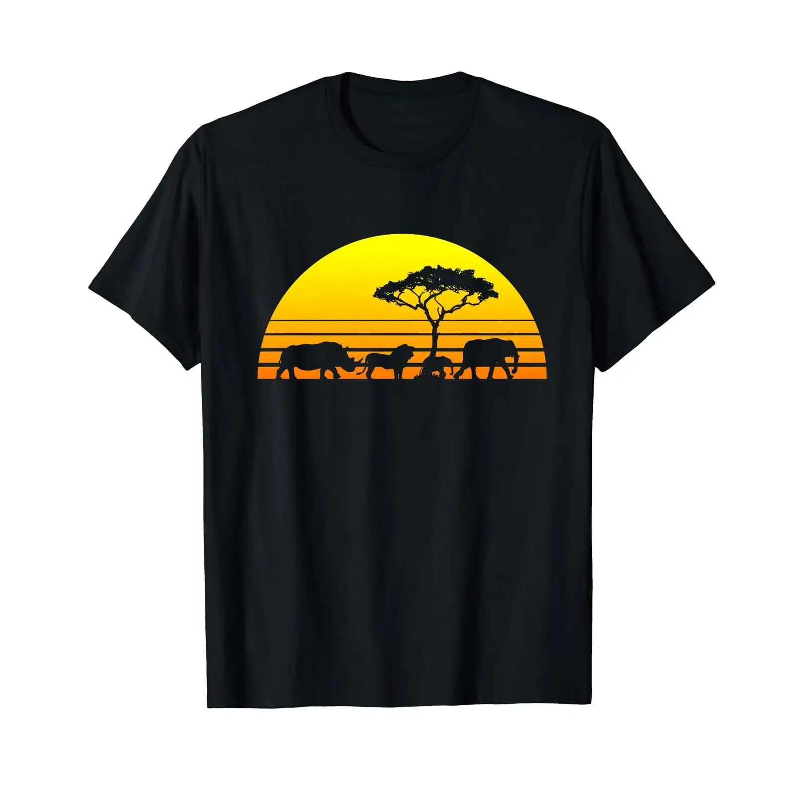 Africa Elephant Lion Rhino Kenya Namibia Tanzania T Shirt vintage Washed graphic fashion Versatile Slightly Breathable Stylish