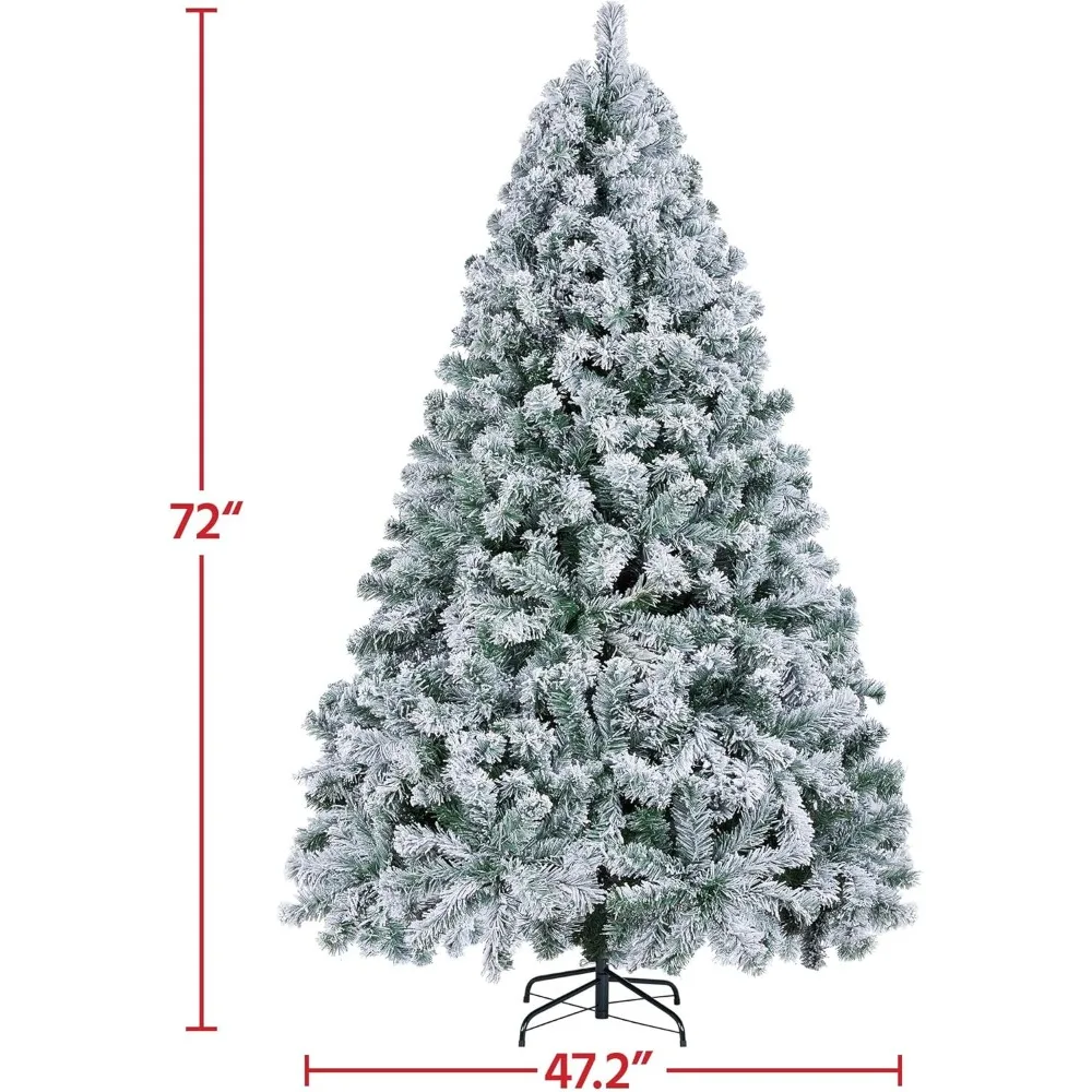 6 FT Pre Luminous Artificial Christmas Tree with Incandescent Warm White Lights, Snowflake Christmas Tree, White Christmas Tree