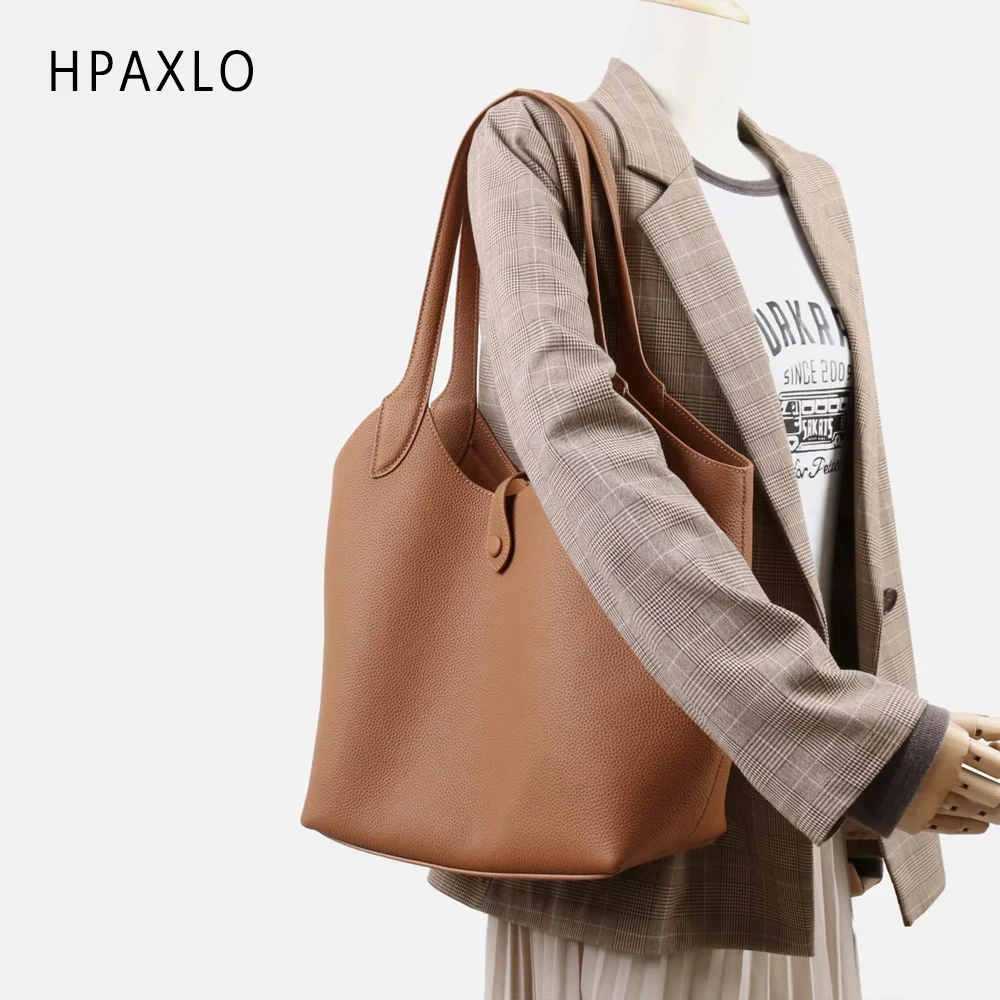 حقيبة يد عصرية من الجلد المحبب بالكامل وواسعة لعمال المكتب أنيقة وبسيطة وفريدة من نوعها حقيبة كتف مميزة حقيبة راقية