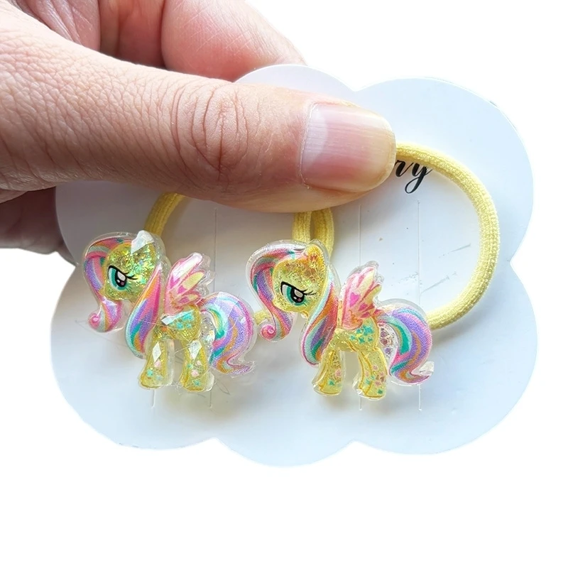 2PCS New Unicorn Girls Elastic Hair Bands Cute Kids Princess Hair Accessories Children Hair Ties Baby Headwear