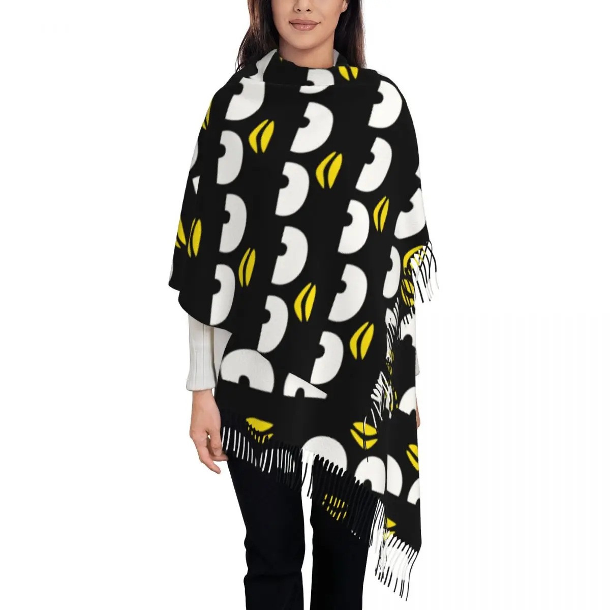 

Женские большие шарфы с героями мультфильмов BADBADTZ-MARU на заказ, женские зимне-осенние мягкие теплые шаль с кисточками, шарф