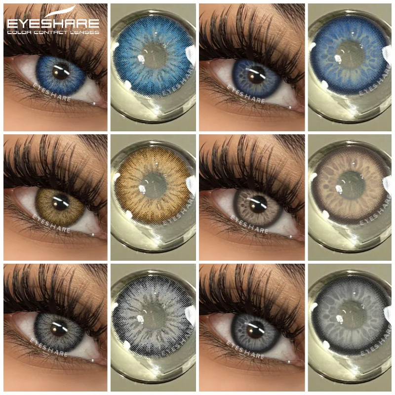 EYESHARE 1 par de lentes de contacto de colores naturales, lentes de contacto de Color gris para ojos, moda, ojos azules, contacto anual, contactos de ojos marrones