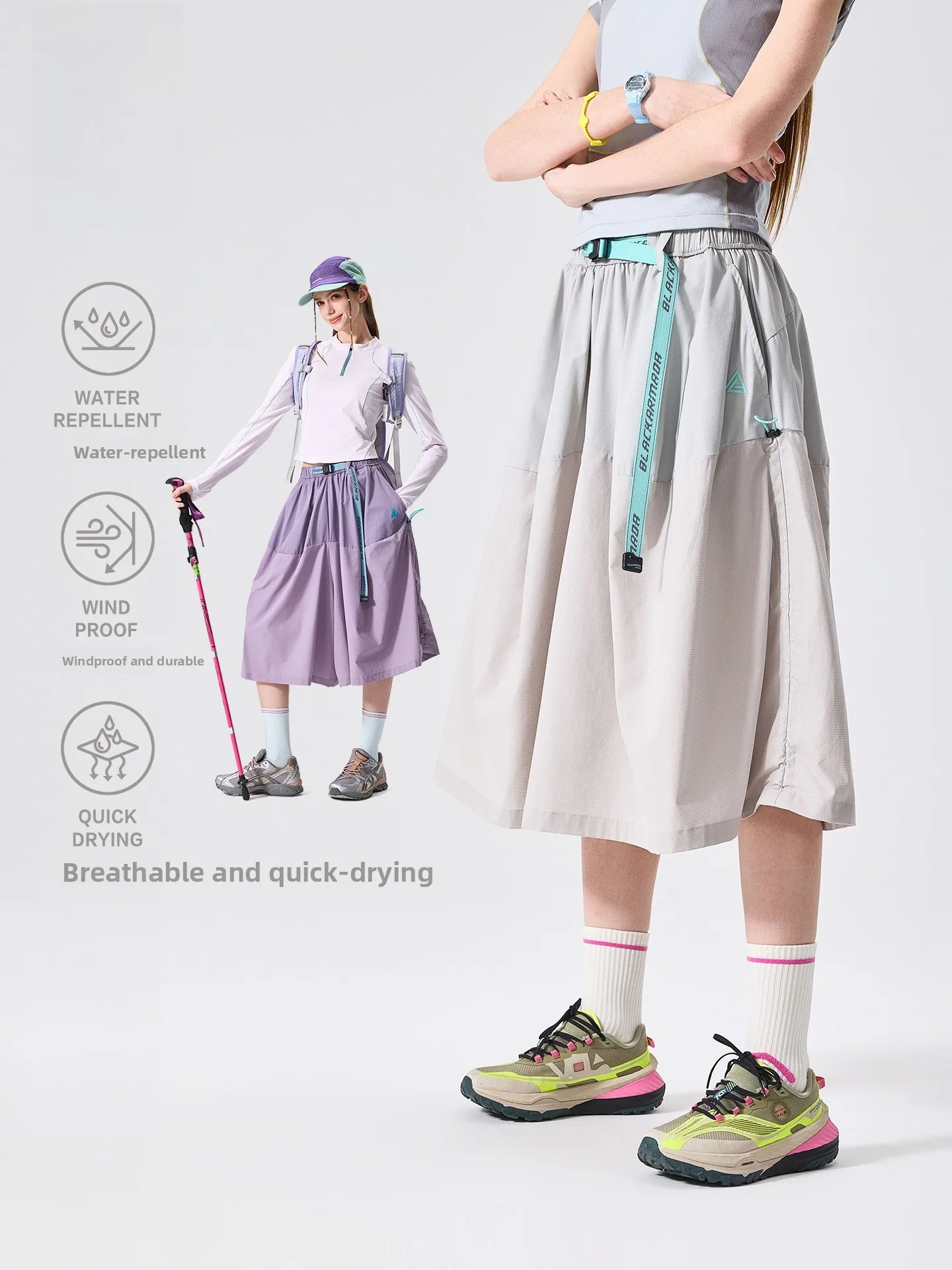 LAZY DAY Quick Dry Outdoor Women's Half-length Pants Skirt Sports Hiking Mountain-climbing Mid-waist Slimming Summer Skort