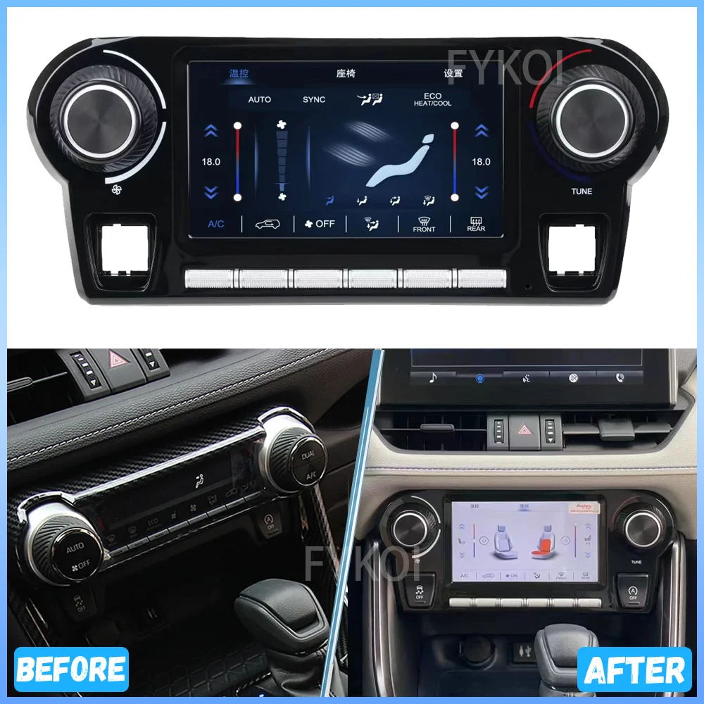 AC Panel For Toyota Rav4 2020-2024 Air Condition Board Climate Tempetature Seating Control Knob Adjustment HD LCD Touch Screen