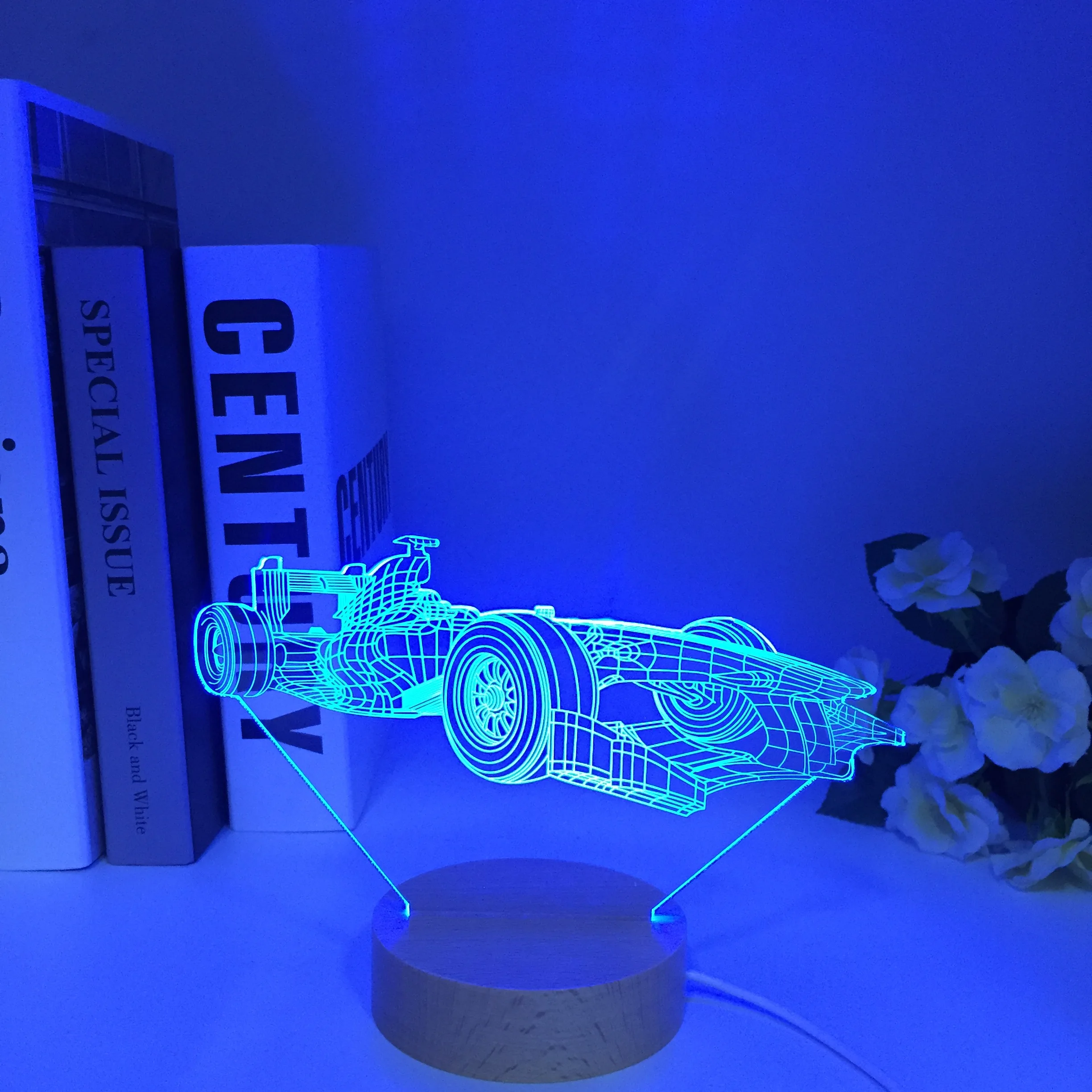 Sports Car F1 3D Illusion Lamp for Child Bedroom Decor Nightlight Color Changing Atmosphere Event Prize Led Night Light Supercar