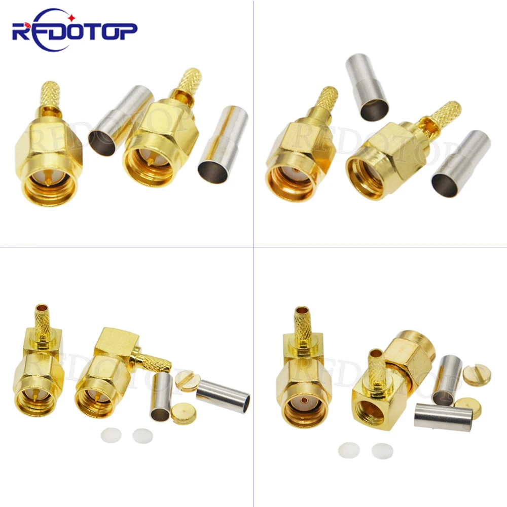 

10Pcs/Lot SMA Male Straight/Right Angle with Window SMA-1.5 Connector Crimp for RG174 RG316 LMR100 RF Cable Gold Plated 50 Ohm