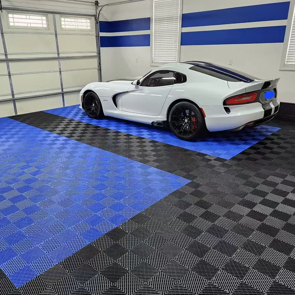 Heavy Duty PP Garage Floor Tiles for Car Detailing and Car Washroom Graphic Design Solution