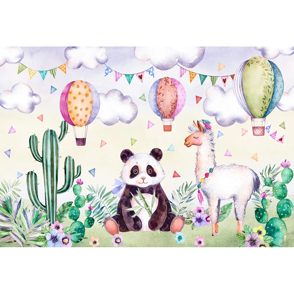 Background For Photography Baby Birthday Party Room Decro Kids Wild One Animals Panda Sheep Backdrop Photozone Photophone Props