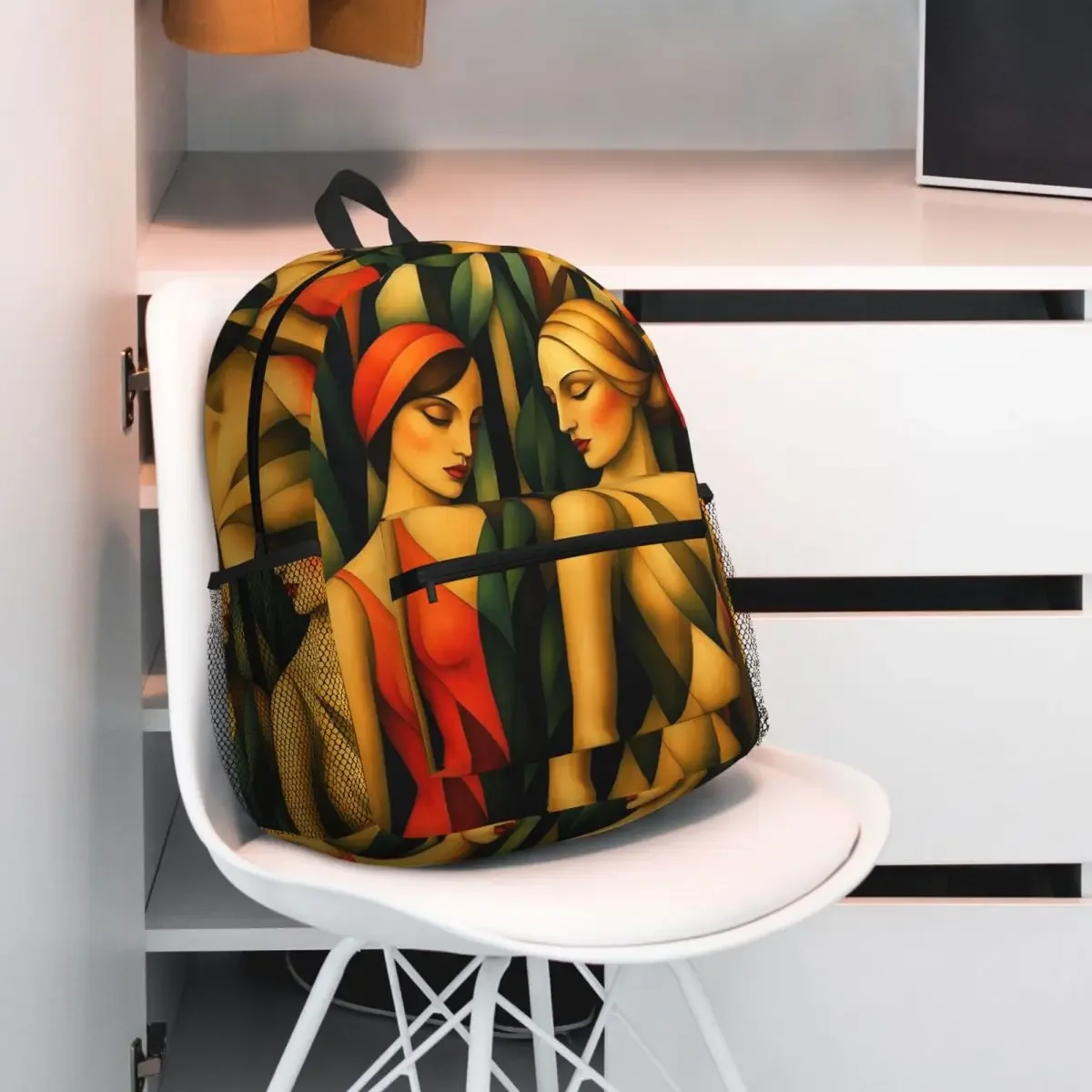 Art Deco Sisters Tamara De Lempicka Style Mochila Mochila de gran capacidad Mochila escolar Bolsos de hombro para hombres y mujeres