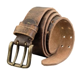 Ceinture en cuir véritable à Double ardillon pour homme, accessoire de Cowboy occidental, avec boucle, 38MM, MBT0038