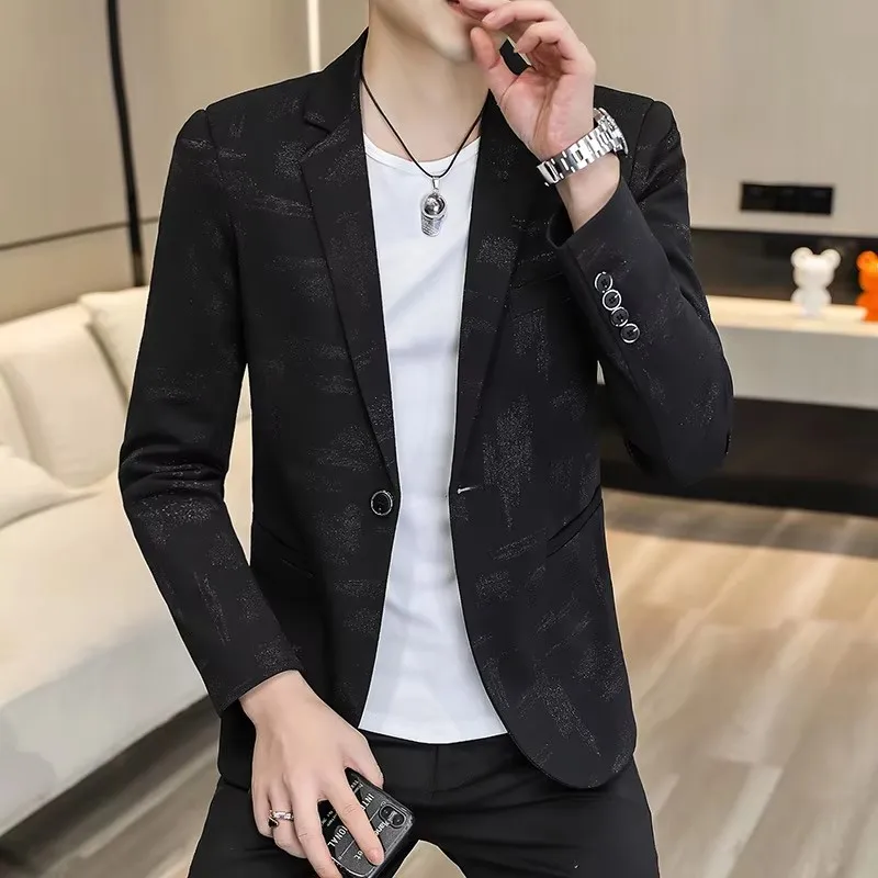

Green Mens Slim Fit Casual Blazers Coffee or Black Optioned Business Leisure Suit Jacket, Asian Size Coat, 2025 New