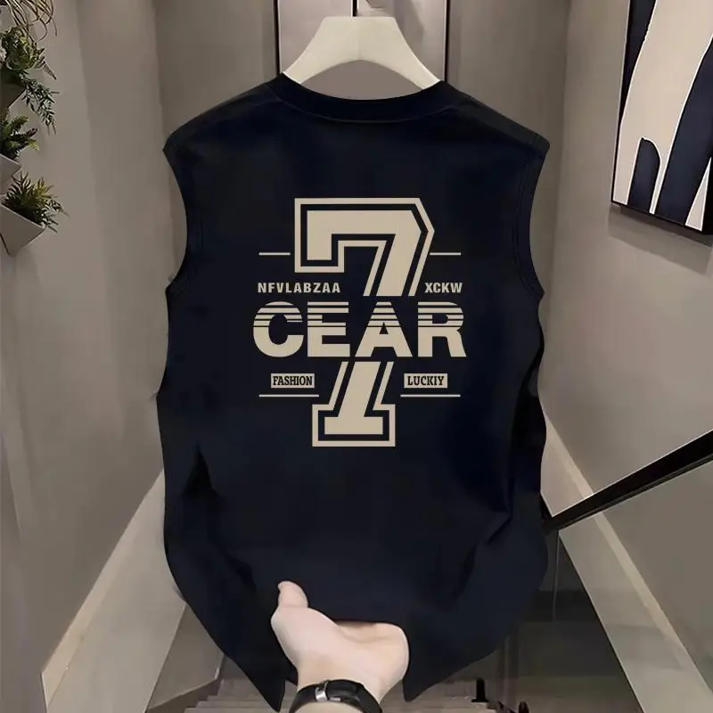 

Мужской жилет из чистого хлопка, летняя уличная одежда, спортивная одежда, дышащая влагоотводящая круглая футболка Ne