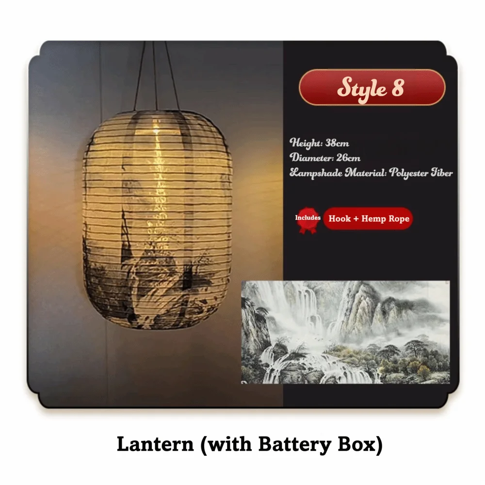 Oriental Style Waterproof Chinese Style Lantern LED Light Nylon Cloth Solar Lantern Solar Powered LED Light Lantern Home Decor