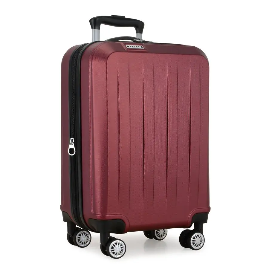

21 Inch Hardside Spinner Carryon Luggage Burgundy Wear Resistant Travel Suitcase
