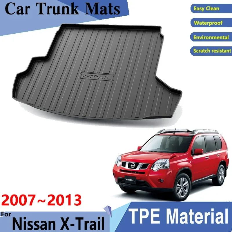 

Коврики для багажника автомобиля для Nissan X Trail T31, аксессуары XTrail X-Trail 2007 ~ 2013, автомобильный грузовой поднос, задние легко очищаемые подкладки, аксессуары