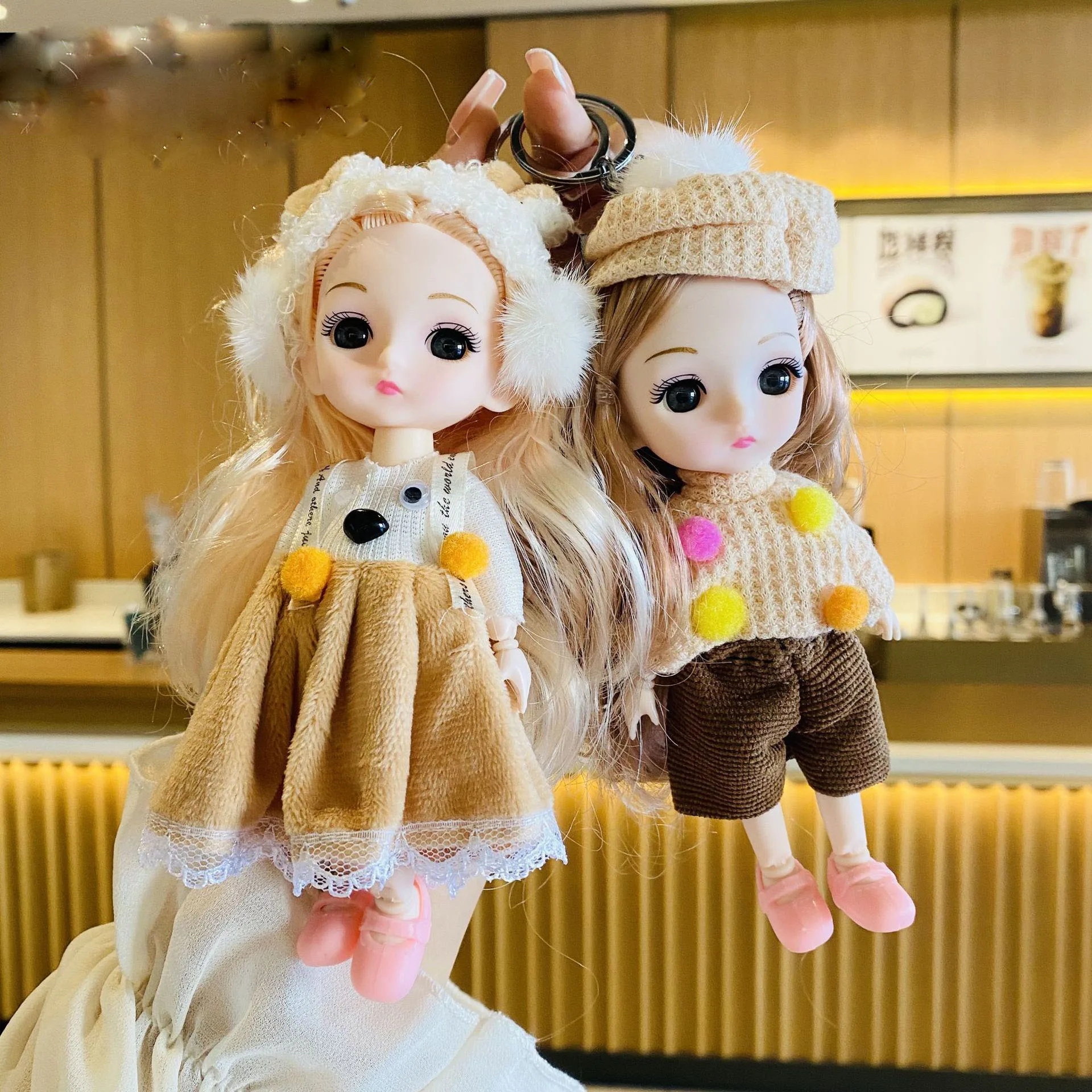 Cartoon Exquisite Dress Up Doll Toy Joints Movable Fashion Doll Keychain Bag Hanging Decorative Creative Children Birthday Gift