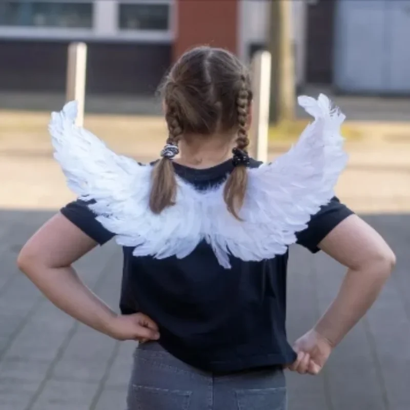 어린이 성인 천사 깃털 날개 댄스 공연 소품 흰색과 검은 색 날개 무대 공연 액세서리