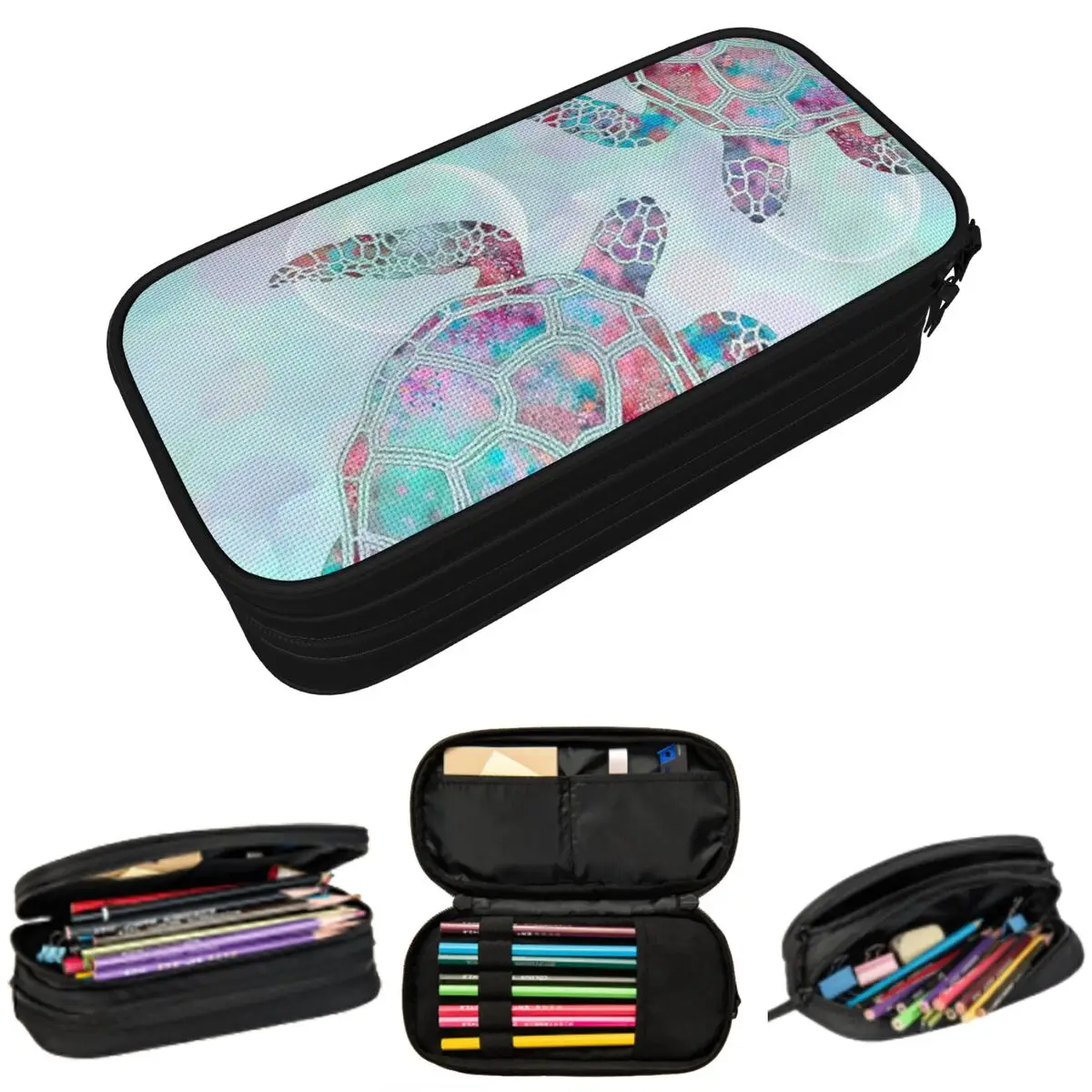Sea Life Turtle An Ocean Themed Pencil Case for Students School Pen Box Pencil Bag Stationery Supplies Pen Holder Bag