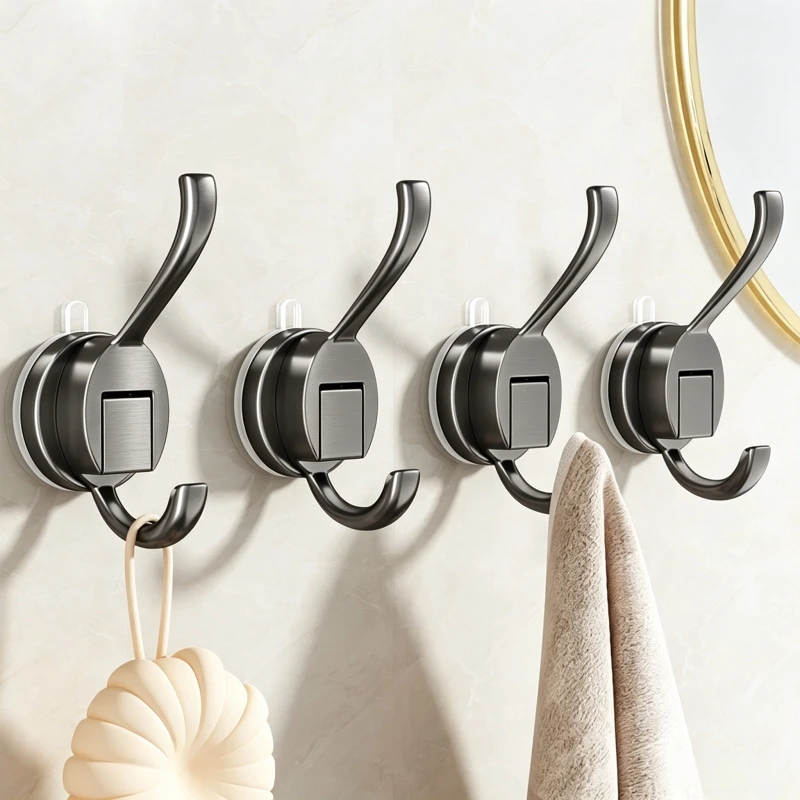 Saugnapfhaken für Dusche und Badezimmer, robust, abnehmbar, wasserdicht, ohne Bohren, hält Handtücher und Bademäntel an Glas, Fliesen, Spiegel und Türen – Detail 5