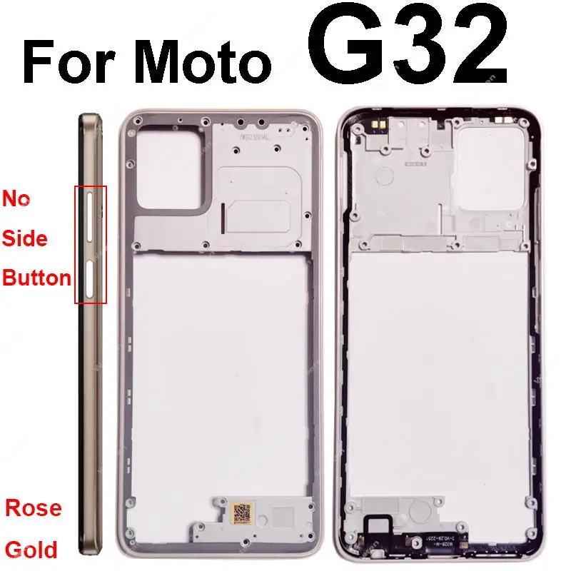 Middle Housing Frame Cover For Motorola MOTO G32 Middle Frame Bezel Without Side Button No Lens Frame Replacement Repair Parts