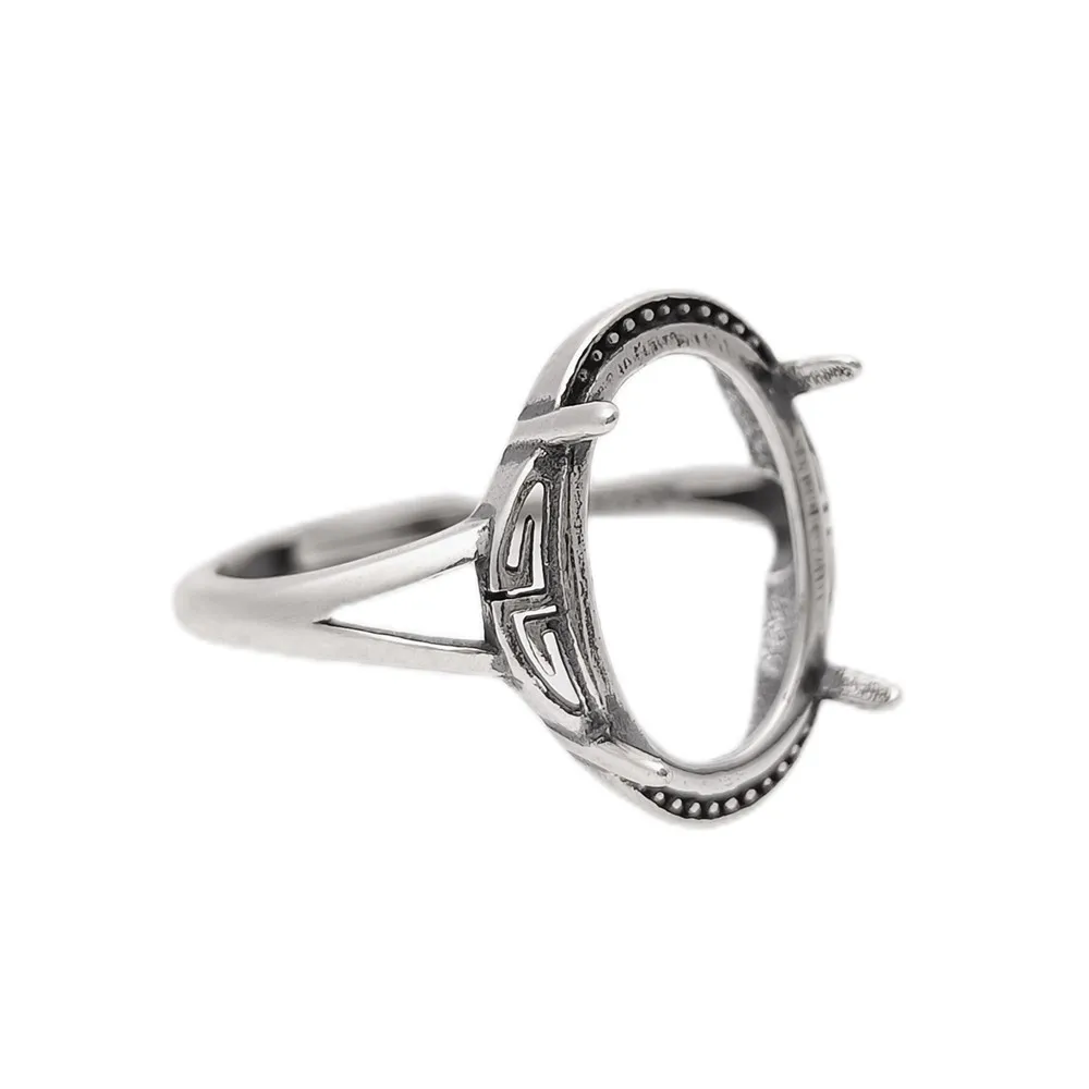 

Ring Blank (10x14mm Oval Blank) Adjustable Thai Sterling Silver Ring Setting Antique Style Oval Cabochon Ring Base