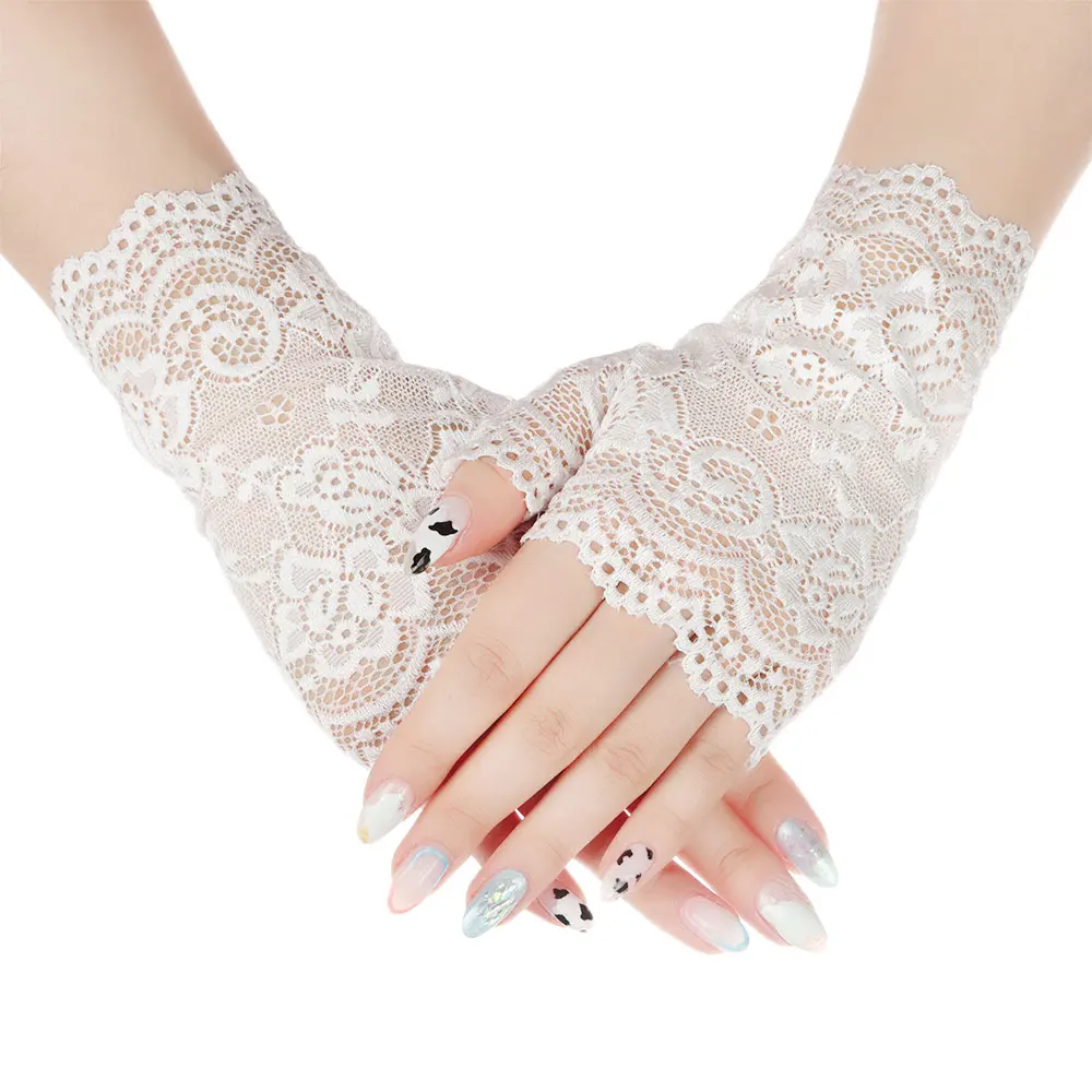 Fashion Sunscreen Dance Fingerless Mittens Lace Gloves Driving Gloves Short Gloves