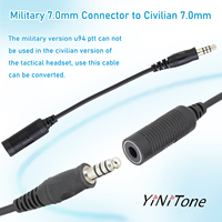 U174 fighting to Civilian Version Wiring Adapter u94 Push to Talk Conversion Cable for 7.0mm Plug Force NATO Headset