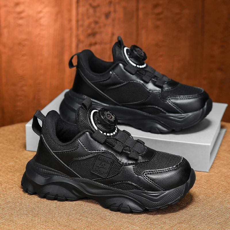 Fashion Boys Sneaker White Black Autumn Breathable Comfortable Kids Casual Sneaker Tennis Sports Shoes for Boy 4-12 Years