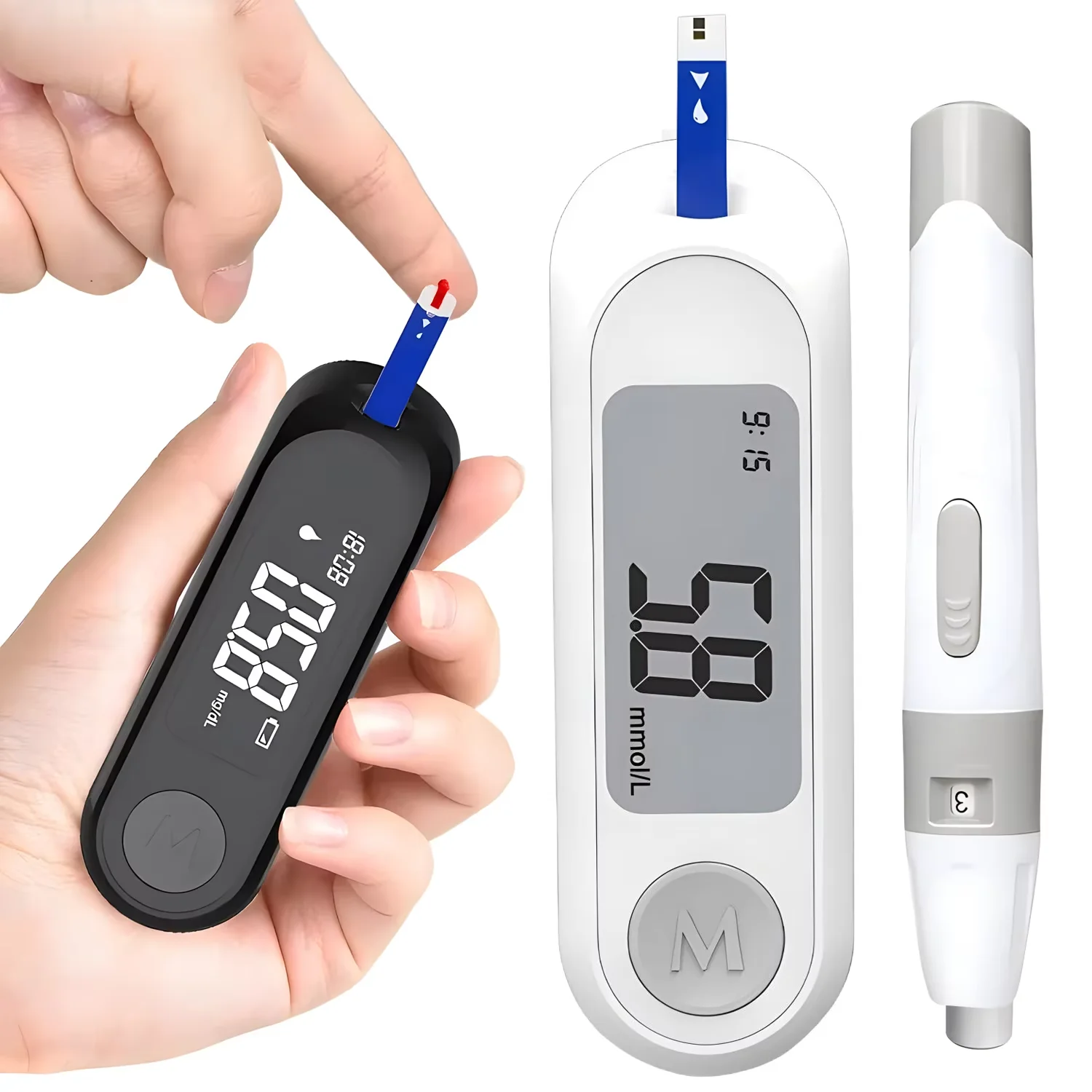 Medidor de glicose no sangue eletrônico, 50/100 peças, tiras de teste, monitor de teste de açúcar no sangue, diagnóstico médico, glicosímetro, kit de medidor de glicose no sangue