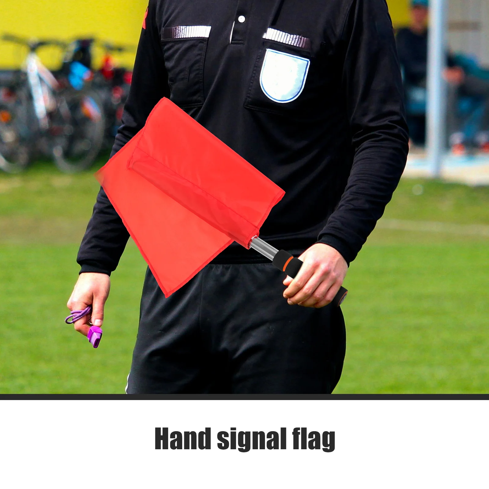 

4Pcs Referee Flags Solid Color Waterproof Cloth Stainless Steel Pole Sponge Handle Comfortable Grip Sports Signaling