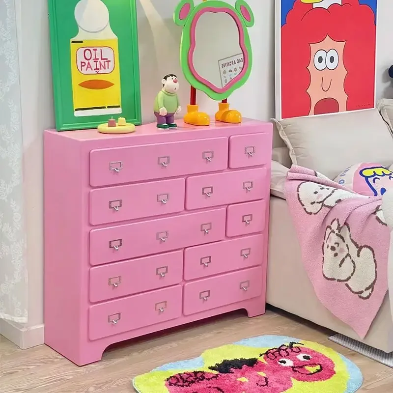 الدوبامين الوردي الخشب الصلب عشرة خزانة الصدر بسيطة الحديثة مدخل غرفة المعيشة غرفة نوم خزانة تخزين جدار درج خزانة #3