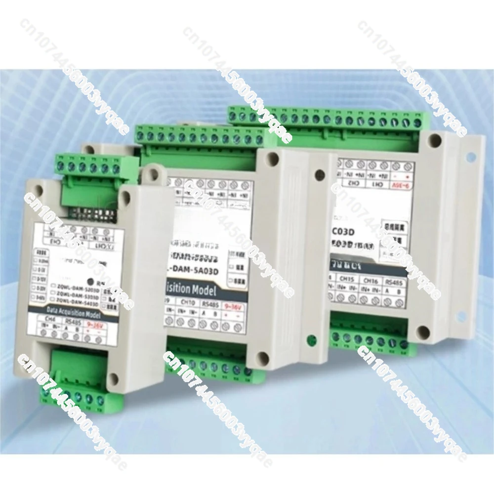 2-16 Channels Analog Input Acquisition Module, 16-bit Modbus RTU Isolated RS485 Data Collector, 0-10V / 0-20mA Industrial Grade