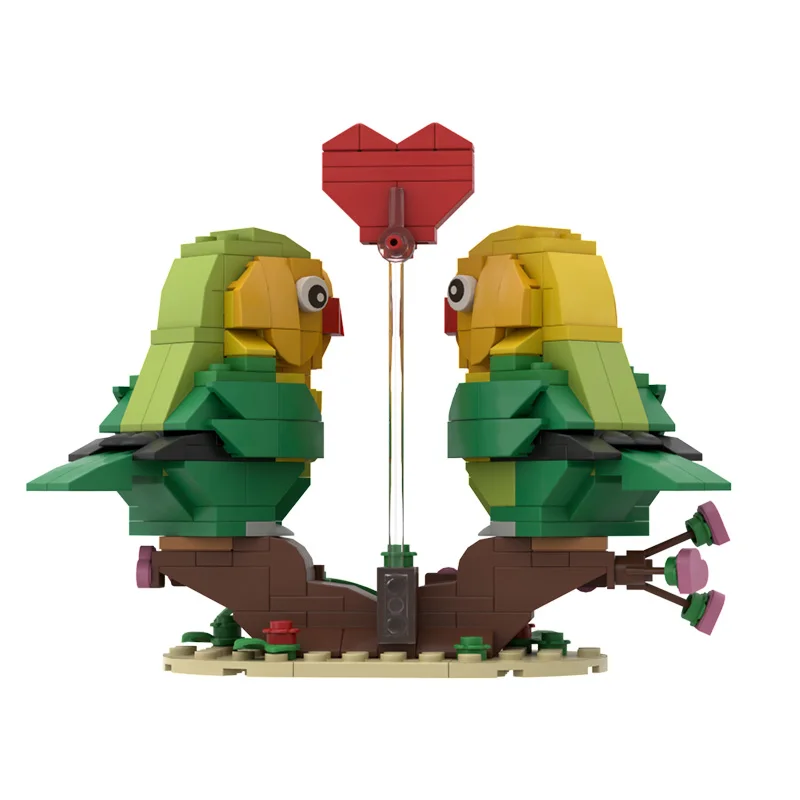 BZB MOC Parrot Yuanyang Duck Valentine\'s Lovebirds Toy Building Blocks Kit Heart Box Brick Model Wedding Lovers Girl Best Gifts