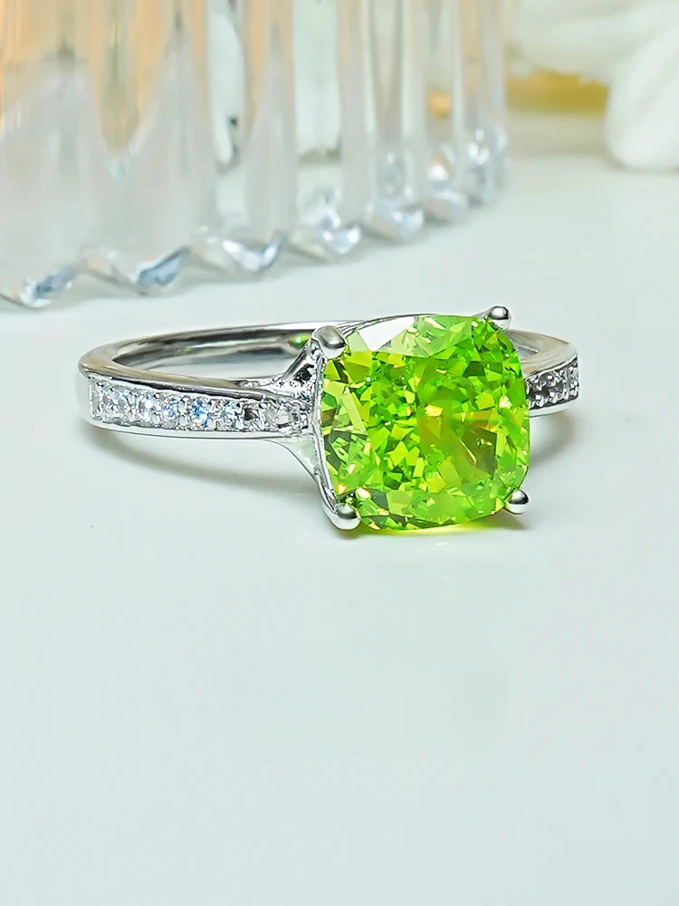 Light Luxury Olive 925 Silver Ring Set Set Set with High Carbon Diamond, Versatile Girl Wedding Jewelry for Women