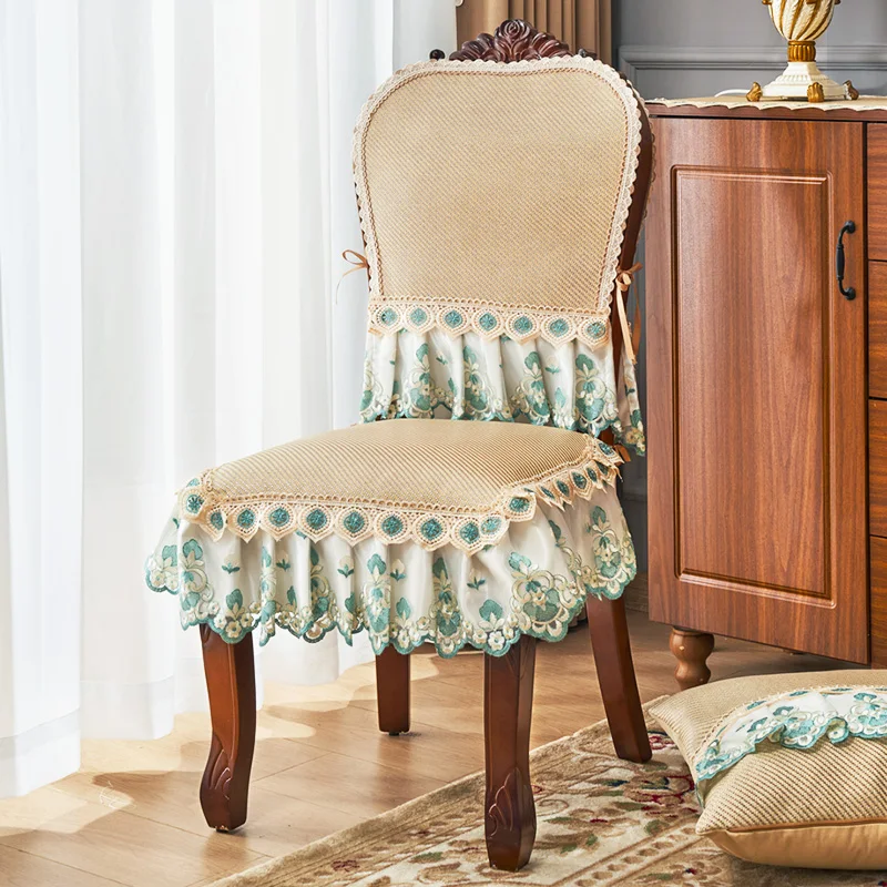 

Летний чехол на стул из ротанга, крутой дышащий коврик для стула, украшение дома, европейский стиль, кружевной подол, чехол на сиденье стула для столовой