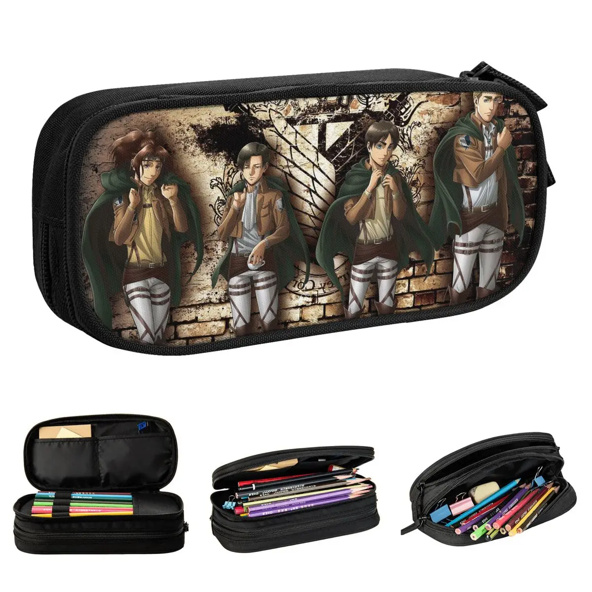 

Levi Eren Yeager Pencil Cases Fashion Anime Pen Holder Pencil Bags Girl Boy Big Capacity Office Gift Pencilcases
