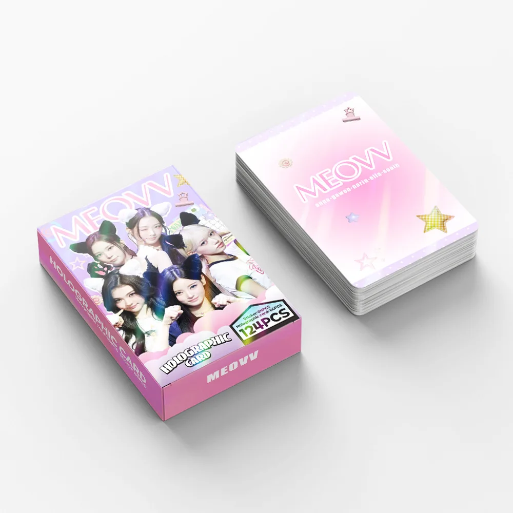 124 Laser Cards Girl Group Mini Album BITE NOW Flash Cards, Star Holographic Cards, LOMO Stickers Collectible Gift Cards