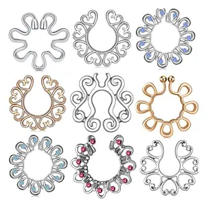 2 PCs Stianless Stahl Herz Brustwarze falsche Ringe durchdringende Schmuck sexy Nagelklammern perforierte Brustwarze Körperschmuck 6 Hauptnippelclip -Verkauf - №5