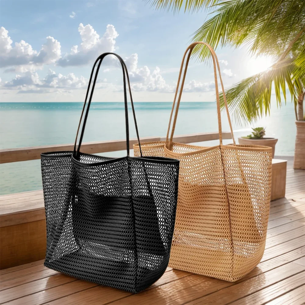

Multi Pockets Summer Beach Bag For Towels Mesh Durable Travel Handbag Toys Organizer Waterproof Underwear Swimming Storage Bag
