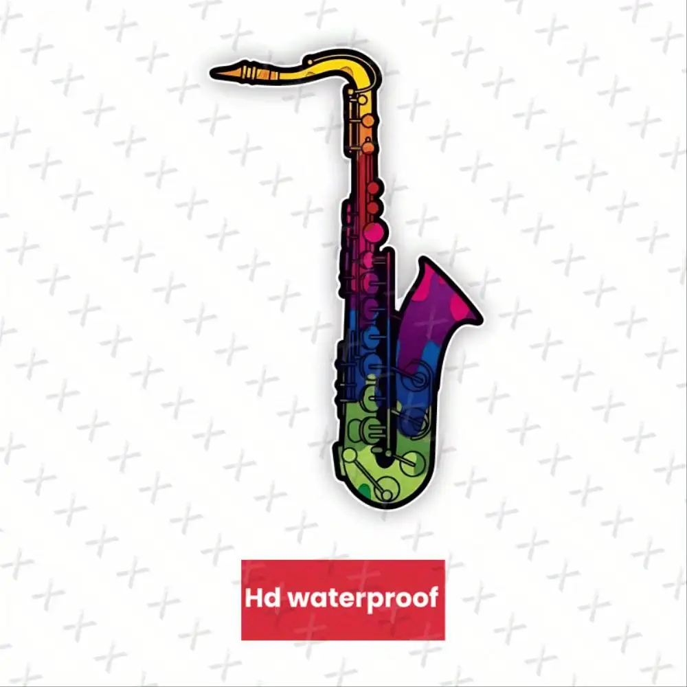 Saxophone Irregular Shaped Self Adhesive Single Use Waterproof Vinyl Decal Sticker For Car Laptop Waterproof Stickers For Decora