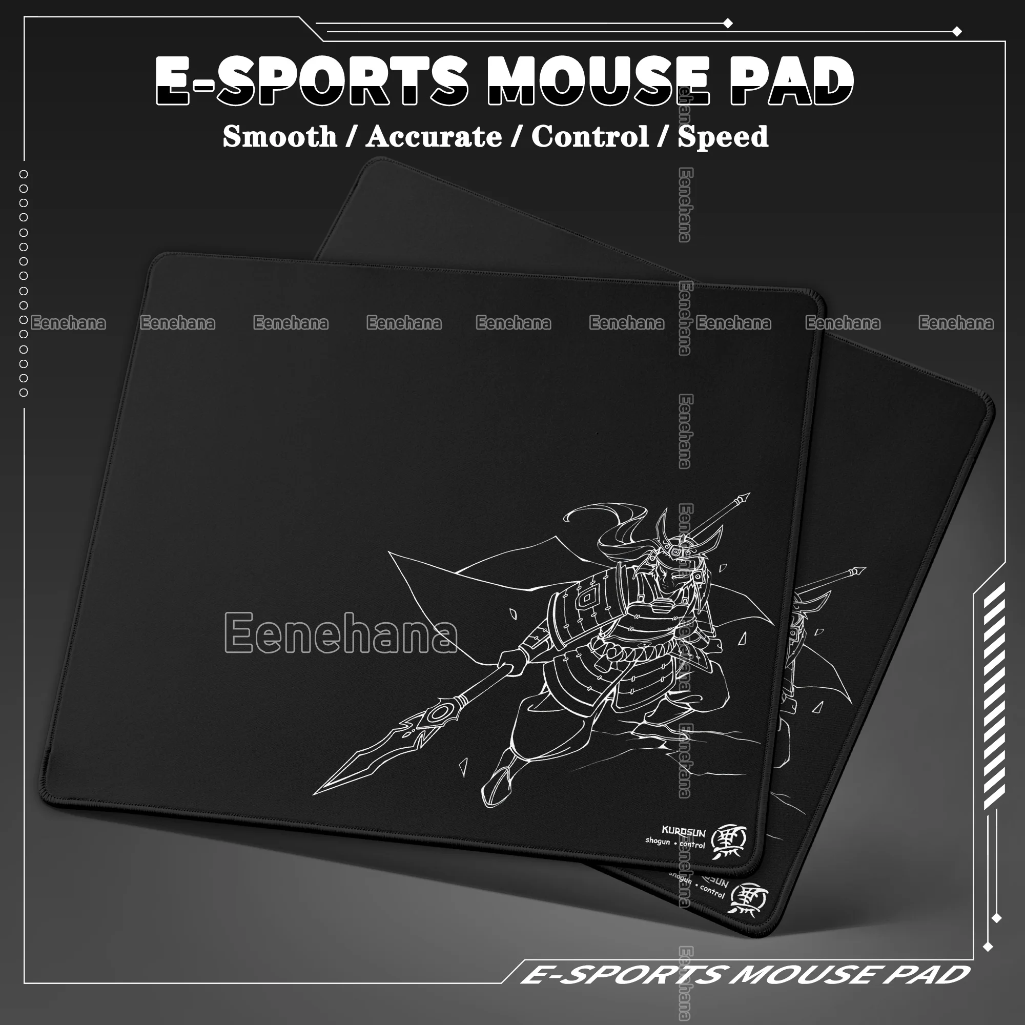 

Black Kurosun Shogun Samurai Mouse Pad Waterproof Fabric 45x40cm Gamer Accessories Esports Ultrafine Surface Non-slip Table Mat