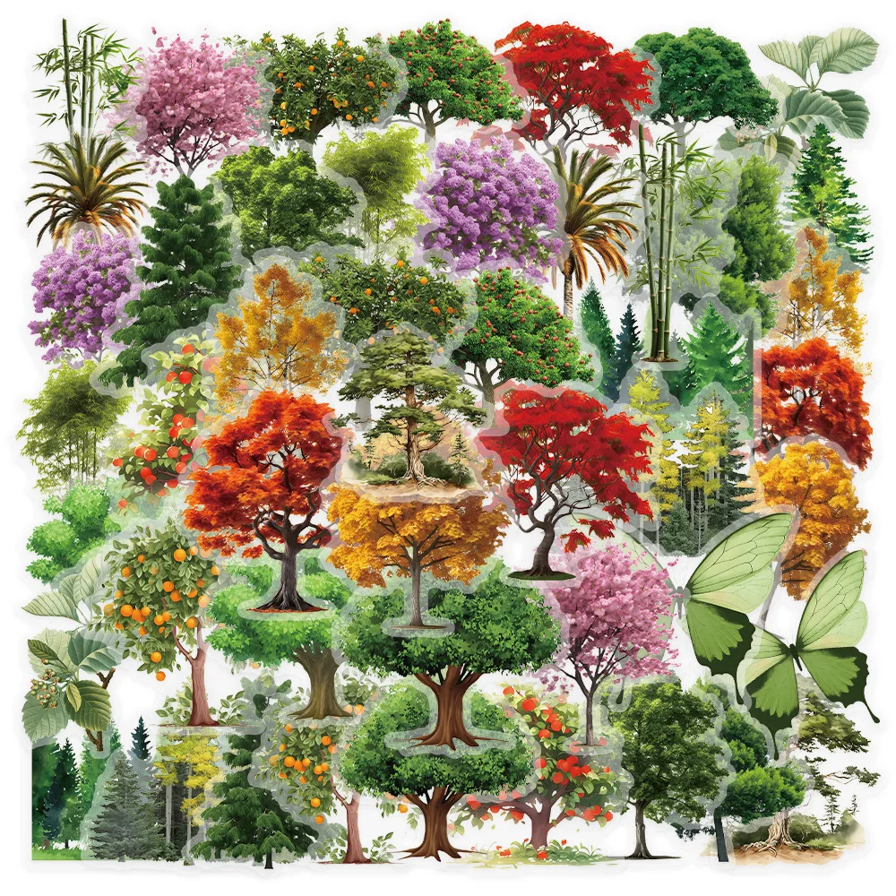 

10/50PCS Transparent Natural Forest Plant Landscape Stickers Waterproof Decoration Scrapbook Diary Cool Jungle Decals Sticker