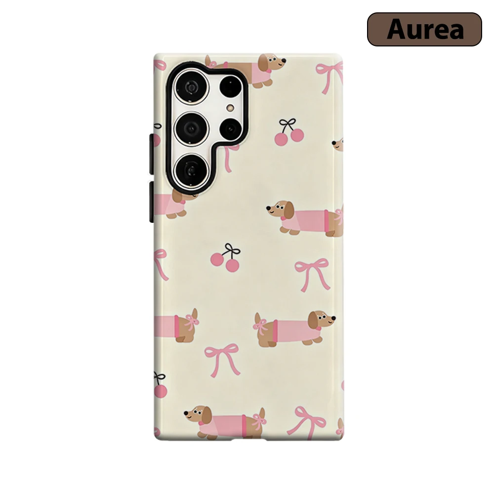 Coquette Dachshund Phone Case for Samsung Galaxy S26 S25 Ultra S24 S23 Ultra Plus Shockproof Double layer tough Back Cover