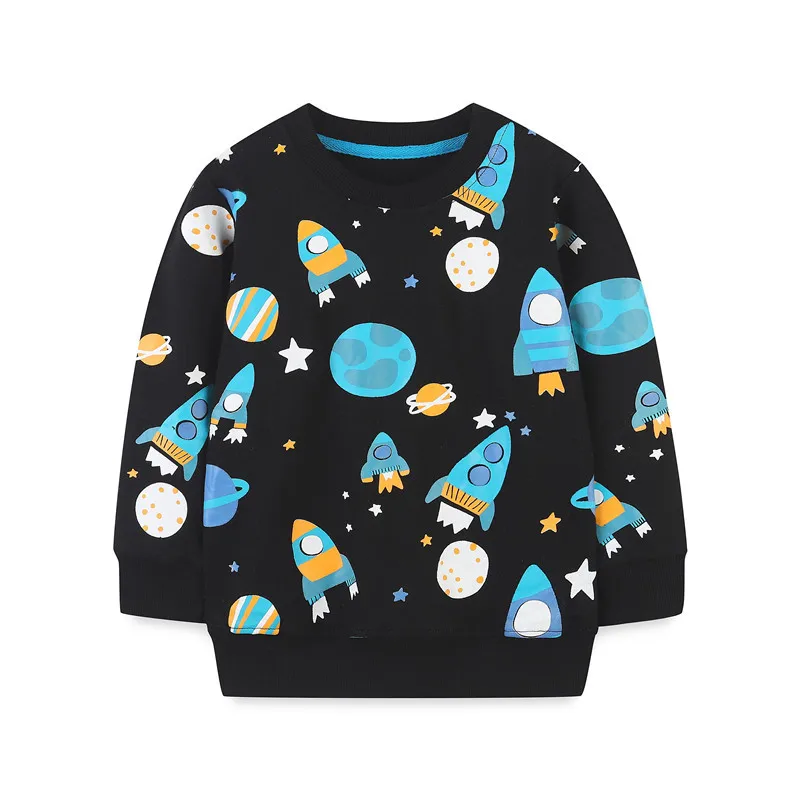   Jumping Meters 2-7T  Autumn Winter Rockets Print  Baby Boys Clothing Sets Cartoon Kids Clothes Toddler 2 Pcs Sets